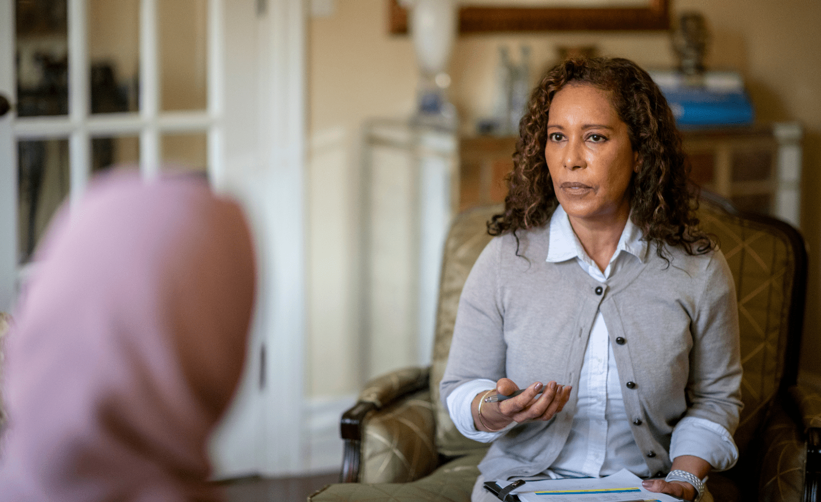 a patient and therapist engaging in somatic therapy